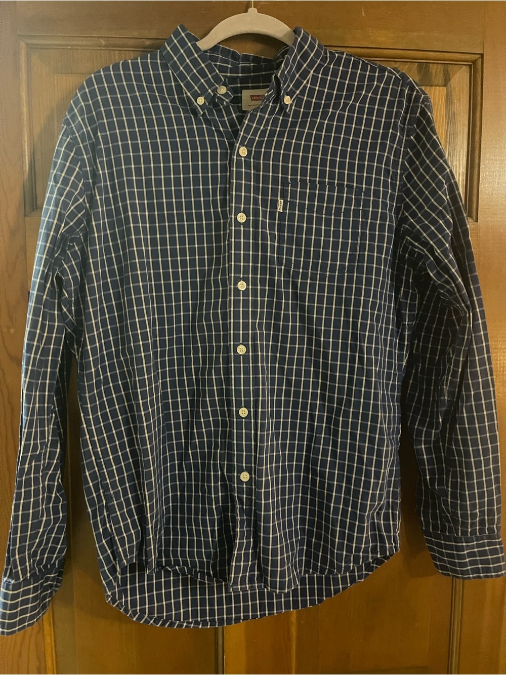 Levi's Navy and White Checked Button-Down Shirt